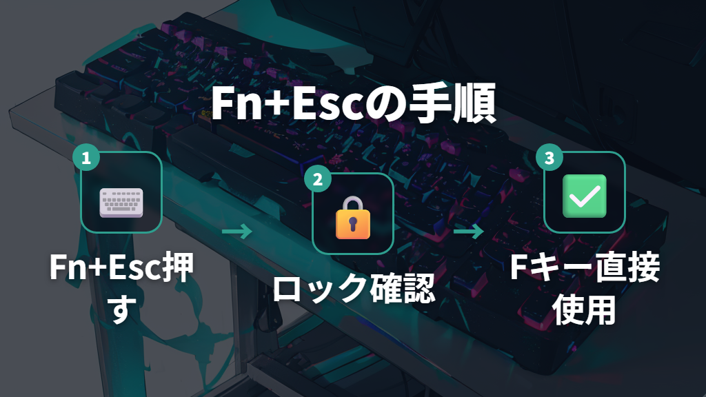 方法①Fn+EscでファンクションロックをかけてロジクールキーボードのF1〜F12を直接使う