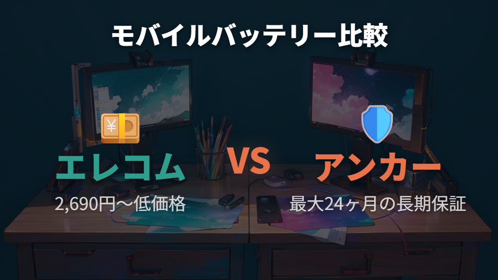 モバイルバッテリーの容量・保証・機能でエレコムとアンカーを比較