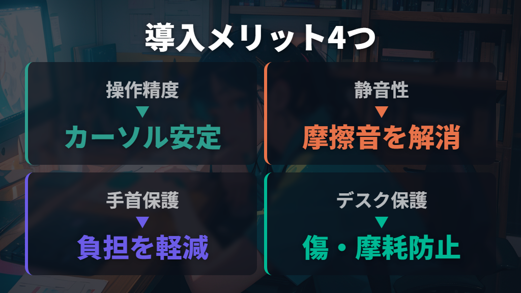 操作精度・静音性・手首への負担を軽減するマウスパッドのメリット