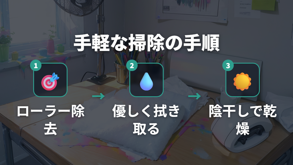 粘着ローラーとウェットティッシュで手軽に掃除する