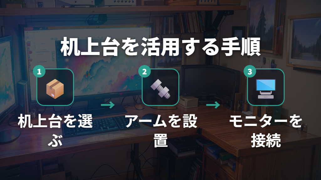 机上台にモニターアームを取り付ける方法