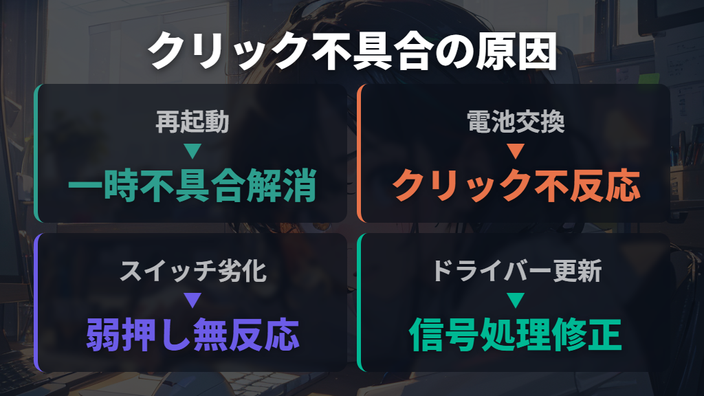 クリックが反応しない・チャタリングが起きているときの対処法