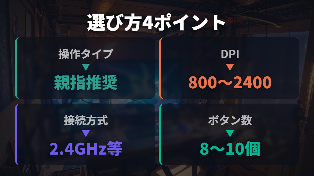 ゲーム向けトラックボールの選び方——操作タイプ・DPI・接続方式