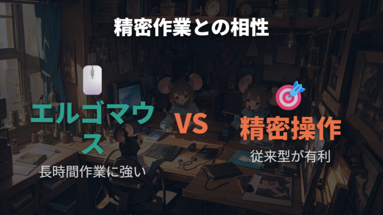 エルゴノミクスマウスが苦手とする精密作業とゲーム操作