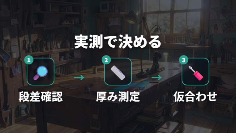 当て木の厚さとサイズの目安は実測で決める