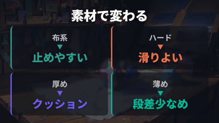 マウス操作で重要な滑りと止まりを素材で比較する
