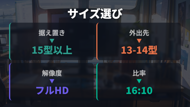 サイズと解像度の選び方は据え置きか持ち運びかで変える