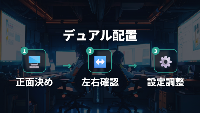 デュアルモニターの配置は物理位置と設定をそろえる