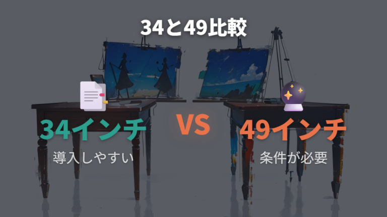 34インチと49インチの違いは導入しやすさと環境依存