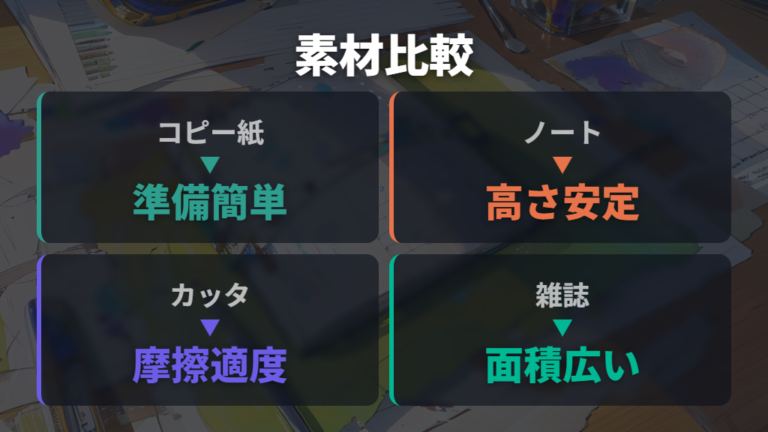 すぐ使える身近な素材を使いやすさで比較する