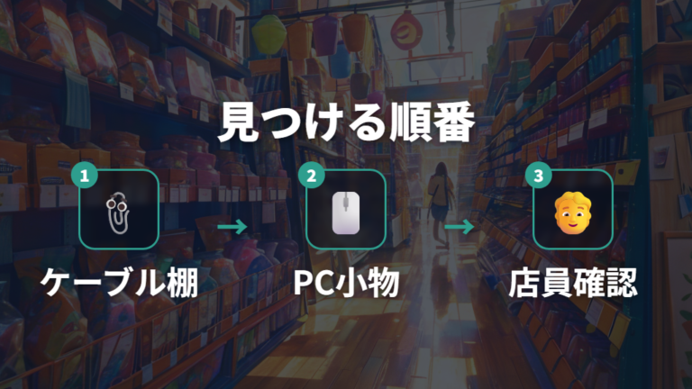 売り場と見つけ方の目安はPC周辺機器コーナー