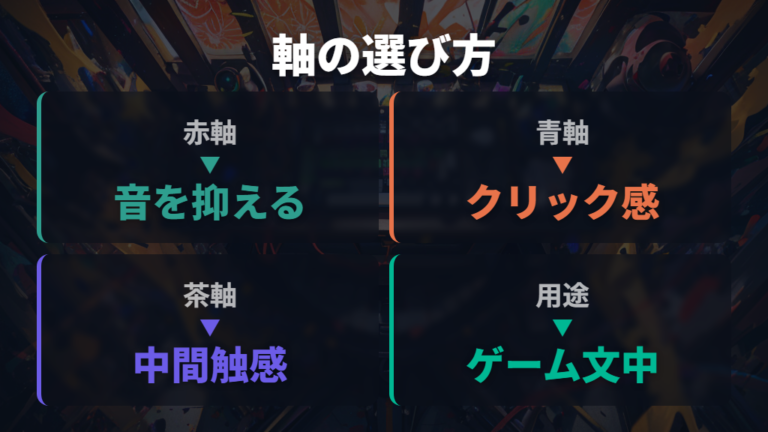 軸の違いと選び方は赤軸・青軸・茶軸から決める