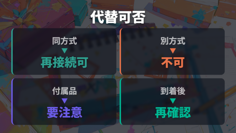 紛失時に使える代替品は方式が合う場合に限られる