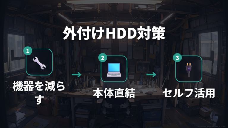 外付けHDDで電力不足を防ぐ方法を順番に試す