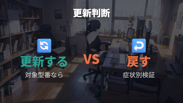 最新版への更新で直るケースと戻すケースを分ける