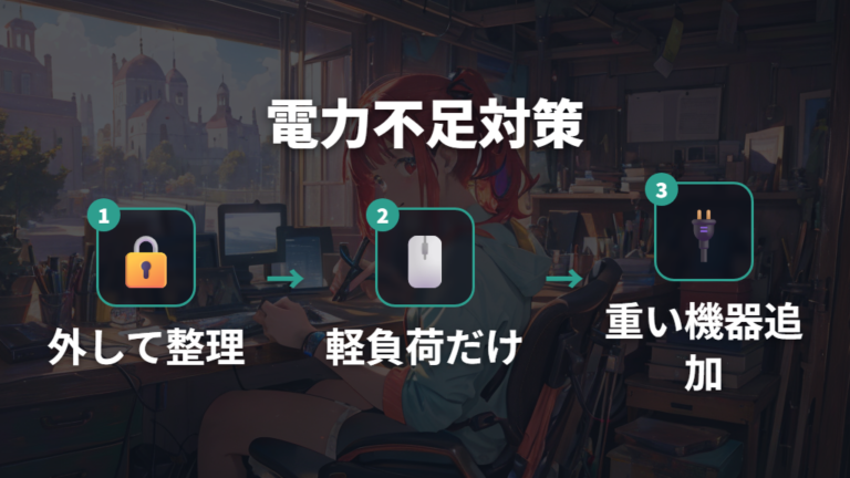 電力不足を防ぐ使い方は接続機器を減らして確認する