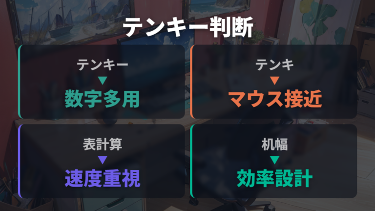テンキーありとなしの選び方は数字入力とマウス距離で決める