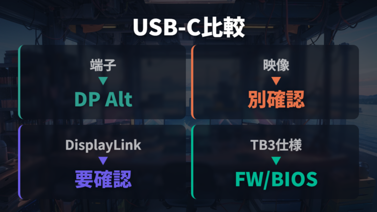 USB-Cドック使用時の注意点を仕様で比べる