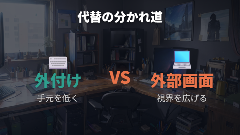 外付けキーボードと外部モニターはどっちが代替になる?