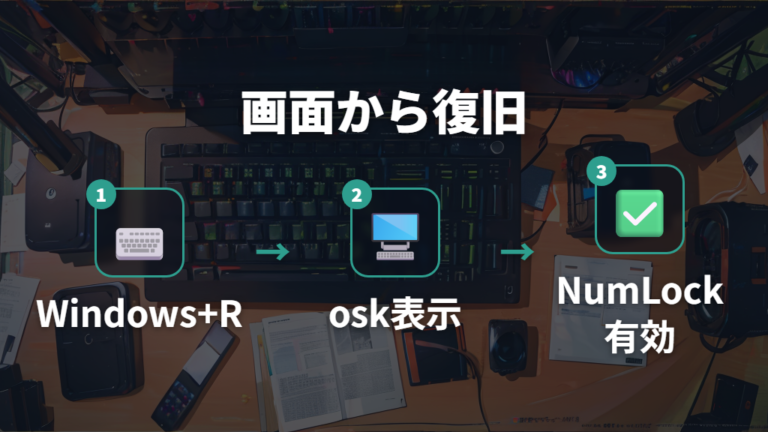 スクリーンキーボードで外付けテンキーのNumLockを戻す