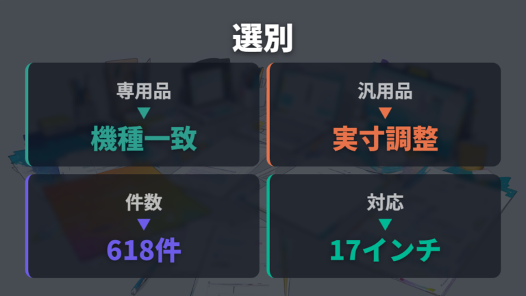 販売ページで確認できる候補は専用品と汎用品を分ける