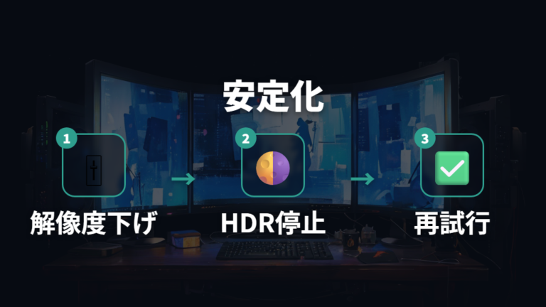 解像度やHDRを下げて安定表示を試す方法
