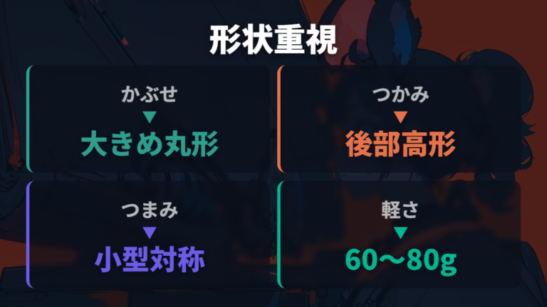 形状と重さで選ぶポイントを持ち方別に分ける