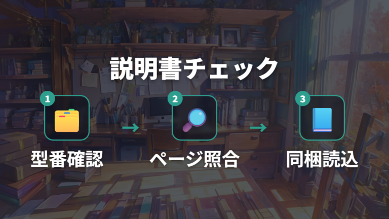 組み立て説明書の確認方法は型番ページと同梱資料を分ける