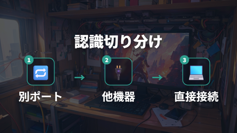 認識しない時の確認手順は別ポートと直接接続から始める