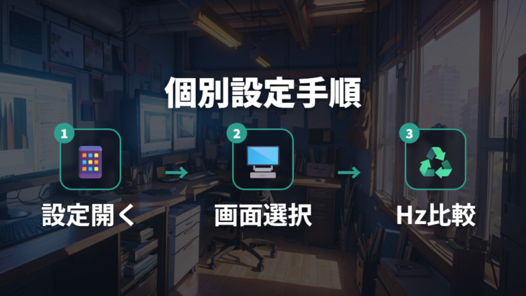 WindowsでHzを個別設定する方法を確認する