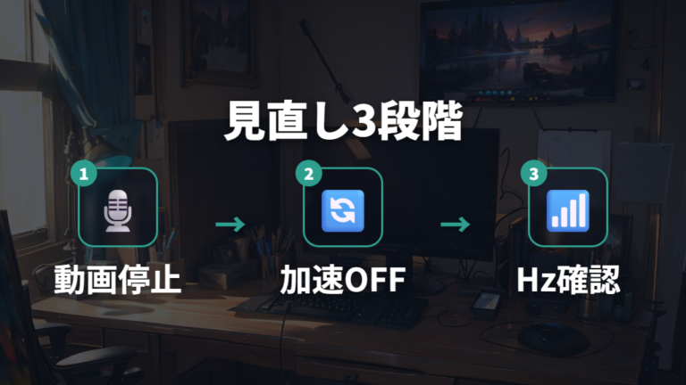 FPS低下を抑える設定方法はサブ画面から見直す