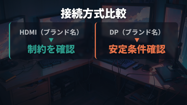 HDMIとDPのHz制限はケーブルと対応仕様で見る