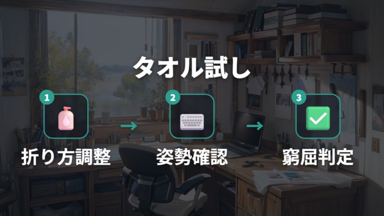 高さを調整する方法はタオルで厚さを試す