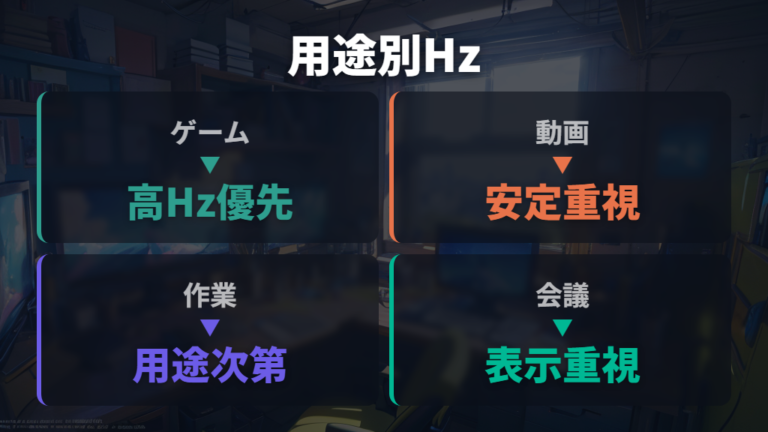 用途別の組み合わせはHzを揃える考え方を軸にする