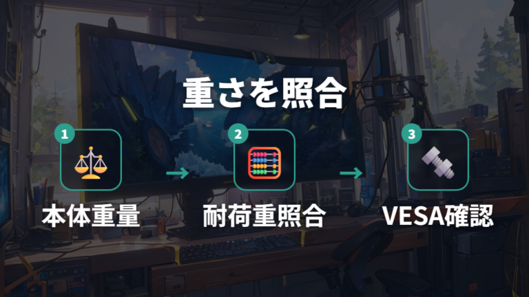耐荷重とVESA対応の確認は本体重量から始める