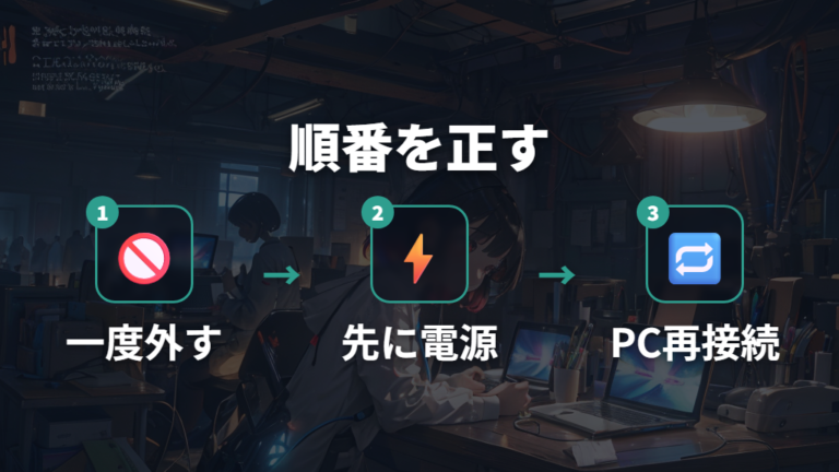 メーカーFAQで見る接続条件は外してつなぎ直す順番が重要