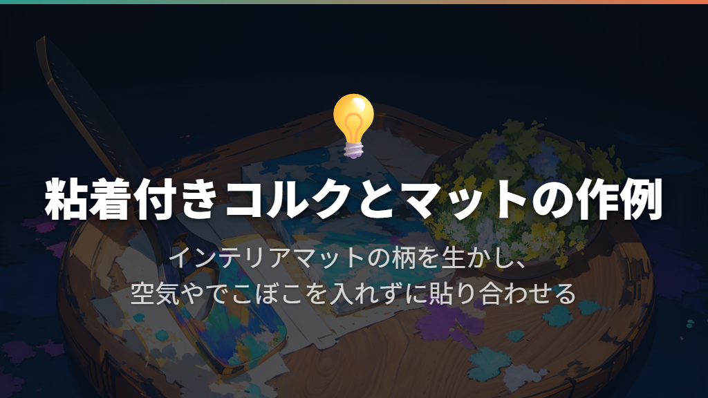 100均素材なら、粘着付きコルクとマットを貼り合わせる