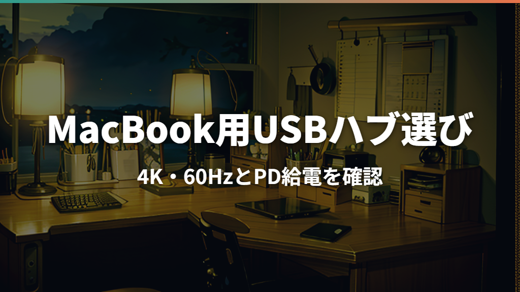 MacBook用USBハブの選び方｜4K・60Hz、PD給電、直挿し型を比較