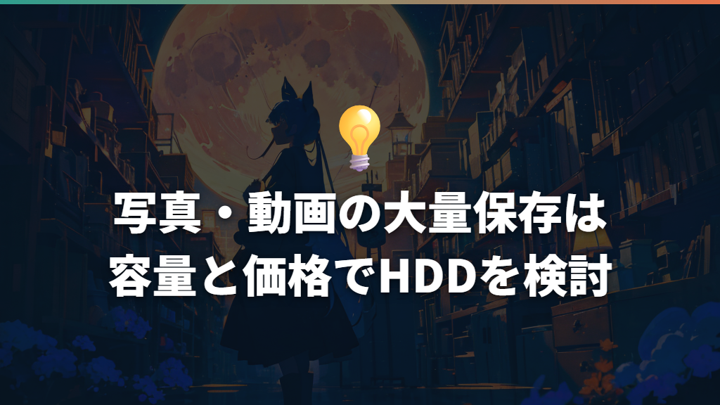 写真・動画の大量保存は容量と価格でHDDを検討